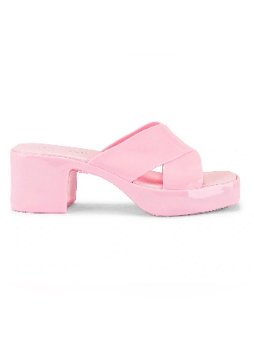 NEW Jeffrey Campbell Resort Block Heel Slide Sandals in Shiny Pink - 9
